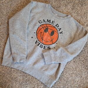 Gray Sweatshirt with Orange Basketball Graphic